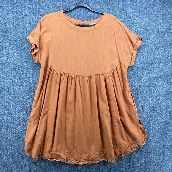 UMGEE Dress Womens M Rust Round Neck Shift Babydoll Boho Cottagecore Western - Picture 1 of 9